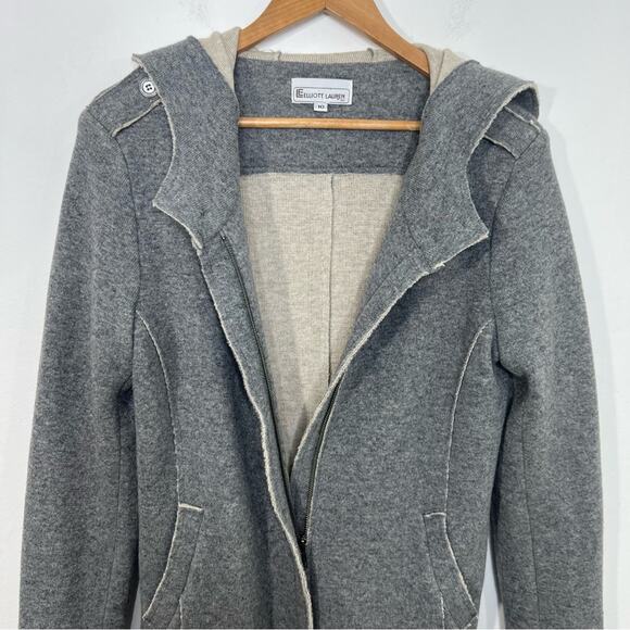 Elliott Lauren Zip Hoodie Gray Fishtail Coat Wool Blend Made in USA Size 10 - Picture 7 of 13